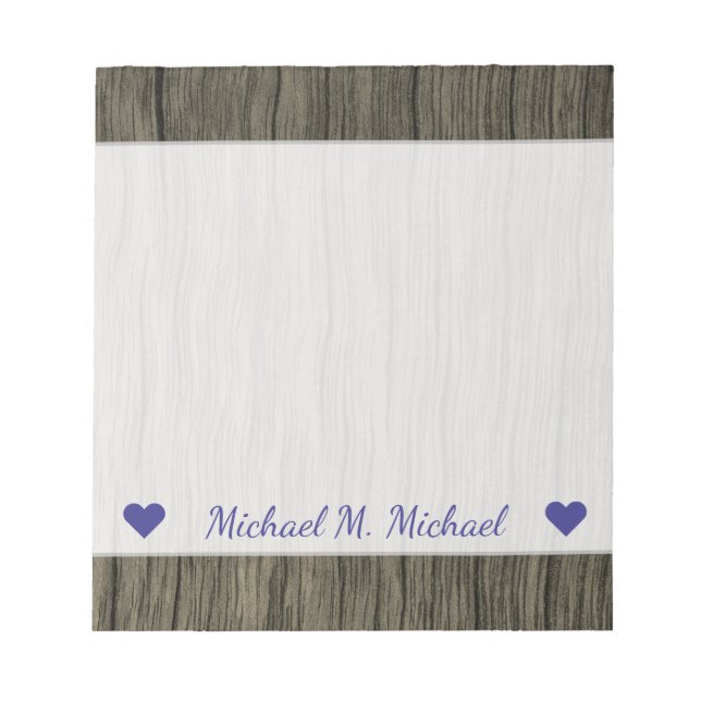 Bloco De Notas Nome Personalizado + Padrão Rustic Faux Wood Look (Frente)