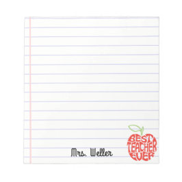 Bloco De Notas Nome Personalizado - Palavra "Melhor Professora Nu