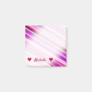 Bloco De Notas Nome Personalizado + Pink, Padrões de Faixa Roxo