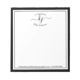 Bloco De Notas Nome Personalizado Preto | Da Mesa Do Bloco De Not