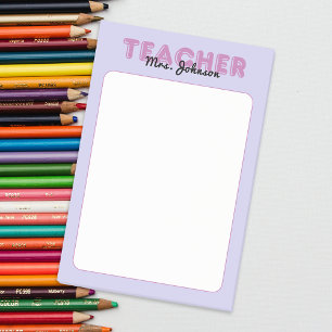 Bloco De Notas Nome Personalizado Professor Roxo