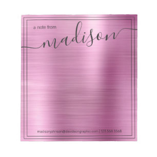 Bloco De Notas Nome Personalizado Rosa Da Mesa De