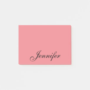 Bloco De Notas Nome Personalizado Script Moderno Rosa Coral