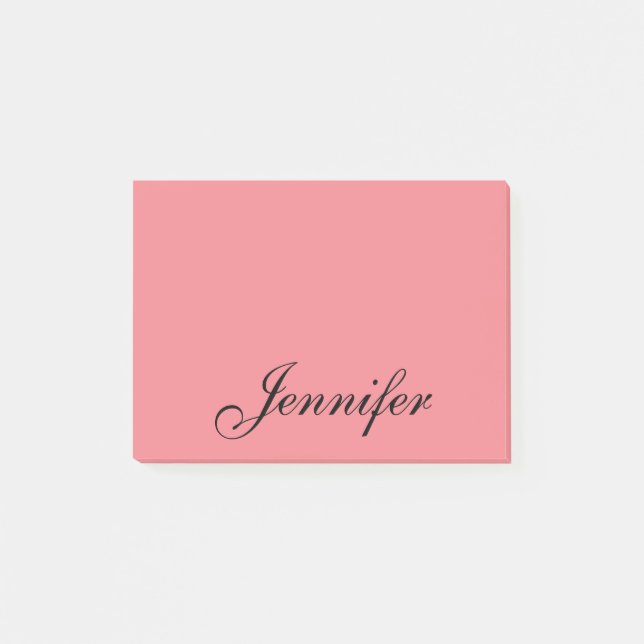 Bloco De Notas Nome Personalizado Script Moderno Rosa Coral (Frente)