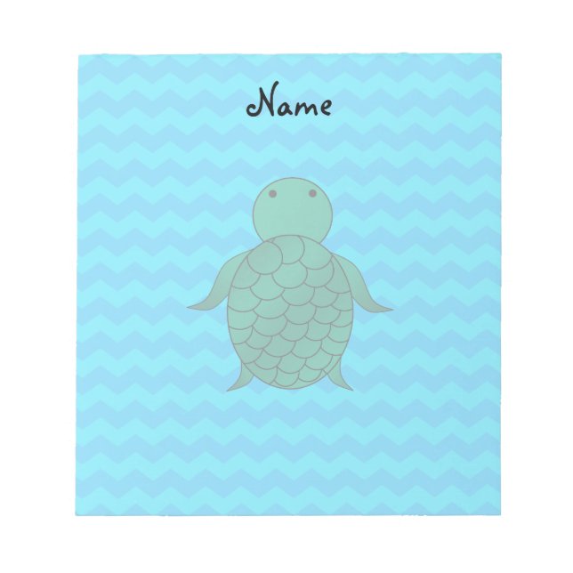 Bloco De Notas Nome personalizado tartaruga azul-do-mar (Frente)