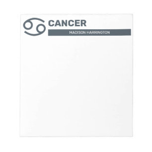 Bloco De Notas Nome Personalizado / Texto & Cor Cancer de Sinal Z