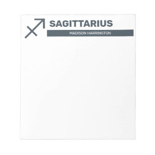 Bloco De Notas Nome Personalizado / Texto & Cor Sagitário de Sina