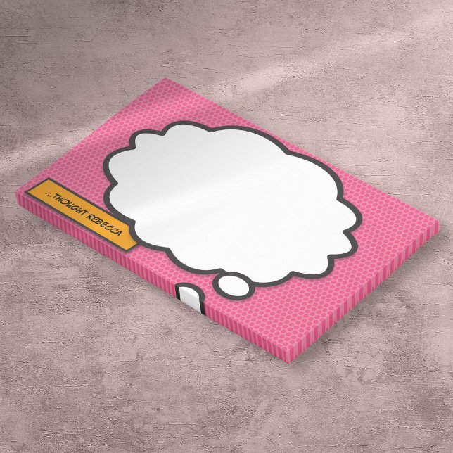 Bloco De Notas Nome Personalizado Think Bubble Fun Retro Comic Bo (Custom Name Think Bubble Fun Retro Comic Book Post-it Notes)