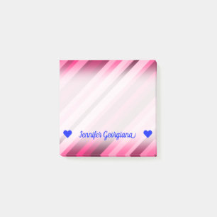 Bloco De Notas Nome Personalizável; Padrão de Faixa Rosa/Magent