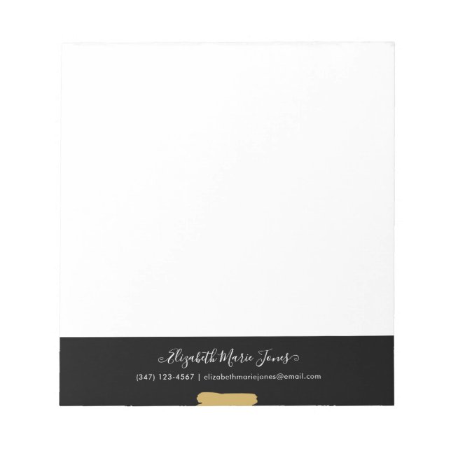 Bloco De Notas Nome Profissional de Script Raiz Dourado Negra Mod (Frente)