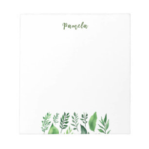 Bloco De Notas Nome Próprio Floral Verde Simples Minimalista