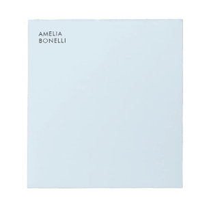 Bloco De Notas Nome Próprio Minimalista Moderno Azul Profissional