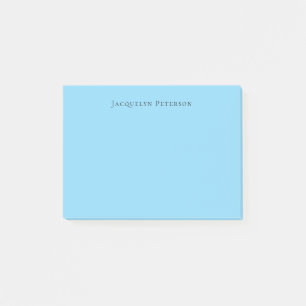 Bloco De Notas Nome Próprio Moderno Elegante Simples Azul Minimal