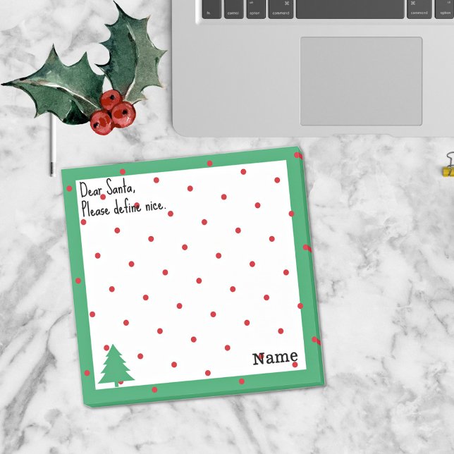 Bloco De Notas Nome, Querido Papai Noel Divertido Pontos Vermelho (Criador carregado)