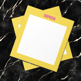 Bloco De Notas Nome Rosa Choque e Amarelo Menina