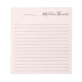 Bloco De Notas Nome Rosa Girly de Script Elegante Moderno