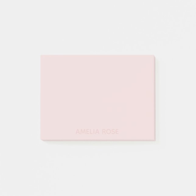 Bloco De Notas Nome Rosa Sutil em Rosa Bege Suave (Frente)