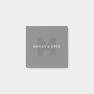 Bloco De Notas Nome(s) Moderno(s) Retroativo(s) Cinza de Monogram