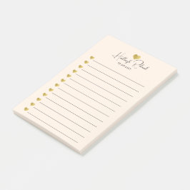 Bloco De Notas Nome Script Monograma Coração Dourado Pêssego