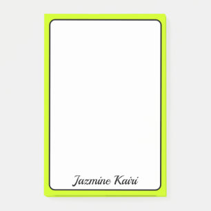 Bloco De Notas Nome Simples de Borda Amarela Neon Limão