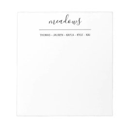 Bloco De Notas Nome Simples do Script da Família Moderna