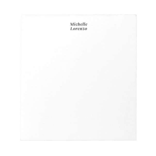 Bloco De Notas Nome simples e profissional moderno preto branco (Frente)