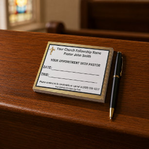 Bloco De Notas Nomeação de Pastor da Igreja da Cruz de Ouro Simpl