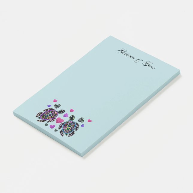 Bloco De Notas Nomes Personalizados de Turtle Love (Inclinado)