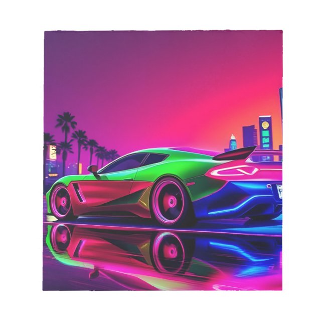 Bloco De Notas Norepad Neon Racer - Esportes Retro-Futurísticos d (Frente)