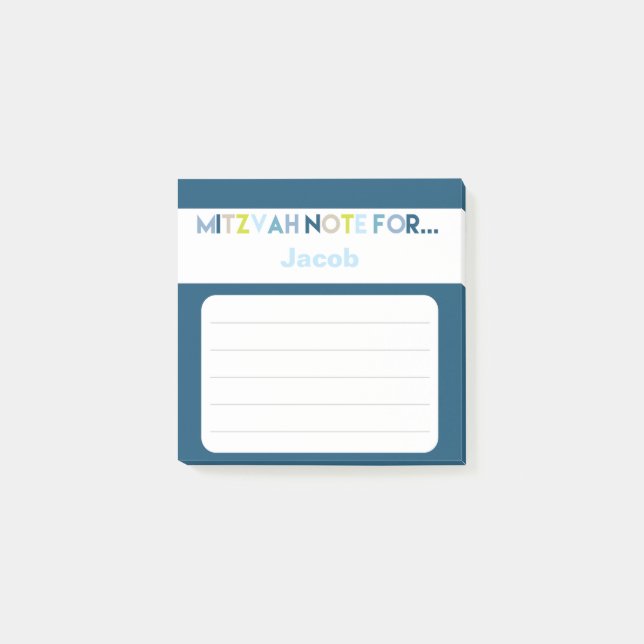 Bloco De Notas Nota Azul Mitzvah: 3x3 Pad (Frente)