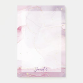 Bloco De Notas Nota com padrão ombre de violeta rosa e brilho