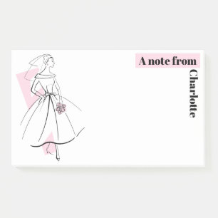 Bloco De Notas Nota Cor-de-rosa com a Noiva de Moda Nome Notas de