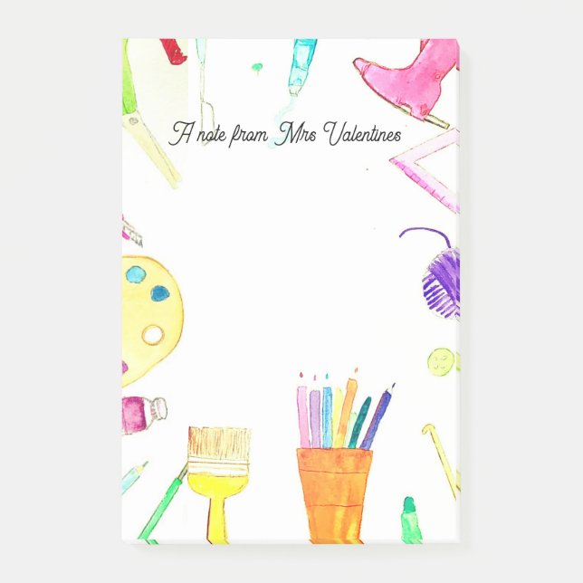 Bloco De Notas Nota da Aquarela da Escola de Lápis do Professor (Frente)
