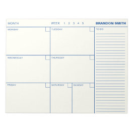 Bloco De Notas Nota de Agenda do Planejador Semanal Personalizado