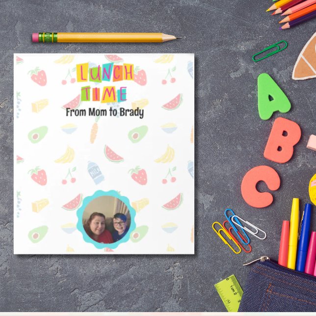 Bloco De Notas Nota de amor personalizada da lanchbox de fotos (Photo Personalized Back To School Lunchbox Love note )
