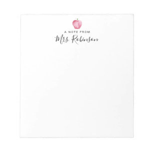 Bloco De Notas Nota De Apple De Aquarela Do Professor De Volta À