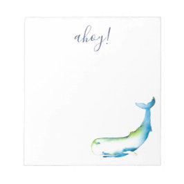 Bloco De Notas Nota de Carta Personalizada de Baleia Azul de Core