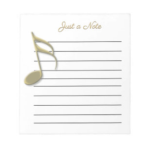 Bloco De Notas Nota de música Dourada em metal no suporte de pap