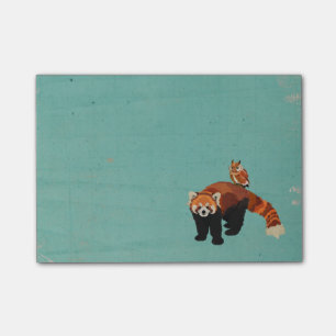Bloco De Notas Nota de post-it da panda vermelha & da coruja