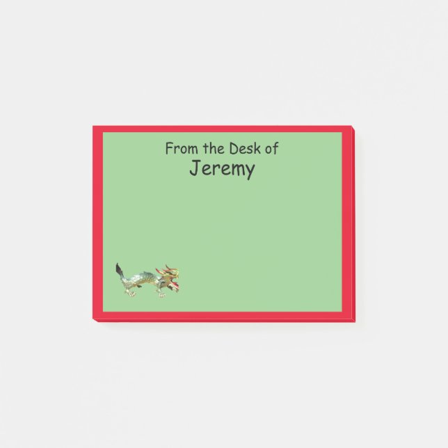 Bloco De Notas Nota de posto - Dragão e Borda Vermelha (Frente)