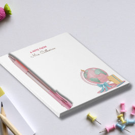 Bloco De Notas Nota do Globo de Aquarela do Professor Notepad