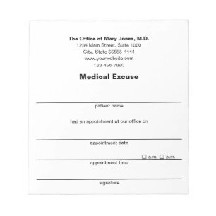 Bloco De Notas Nota médica Modelo preto branco