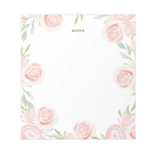 Bloco De Notas Nota Personalizada das Flores Rosa Rosa Cor-de-Cob
