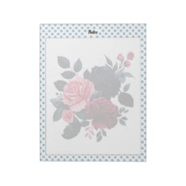 Bloco De Notas Nota Rosas rosa e azuis