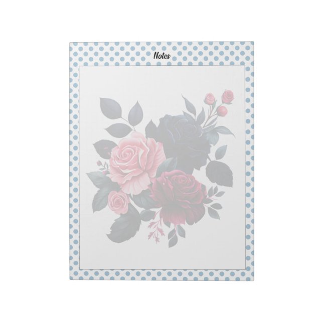Bloco De Notas Nota Rosas rosa e azuis (Invertido)