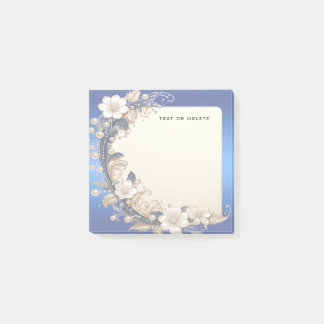 Bloco De Notas Notas Adesivas com Enfeite Floral Azul Branco