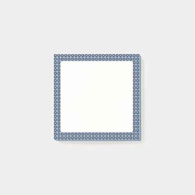 Bloco De Notas Notas adesivas com padrão floral azul-claro (Frente)