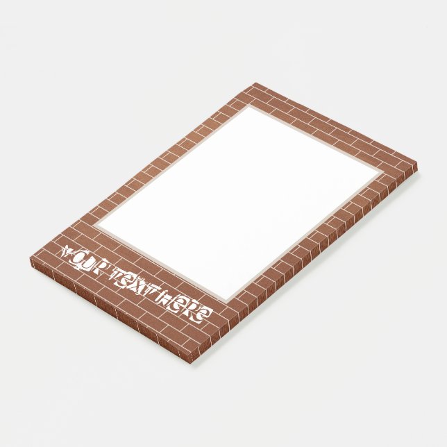 Bloco De Notas Notas adesivas com parede de tijolos e texto perso (Inclinado)