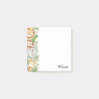 Bloco De Notas Notas Adesivas de Animais da Selva em Aquarela Per