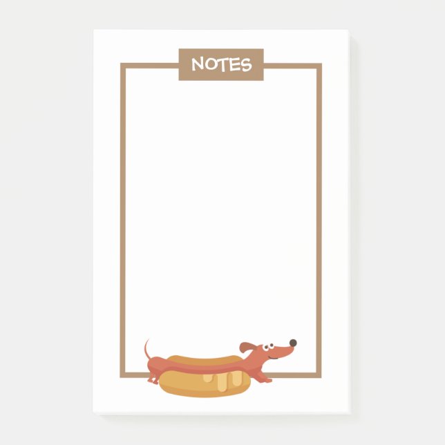 Bloco De Notas Notas adesivas de Dachshund Hot Dog (Frente)